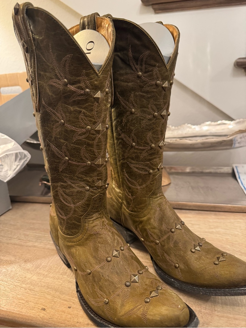 Old Gringo Olive Polostud 13" Cowboy Boots - Picture 10 of 15